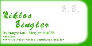 miklos bingler business card